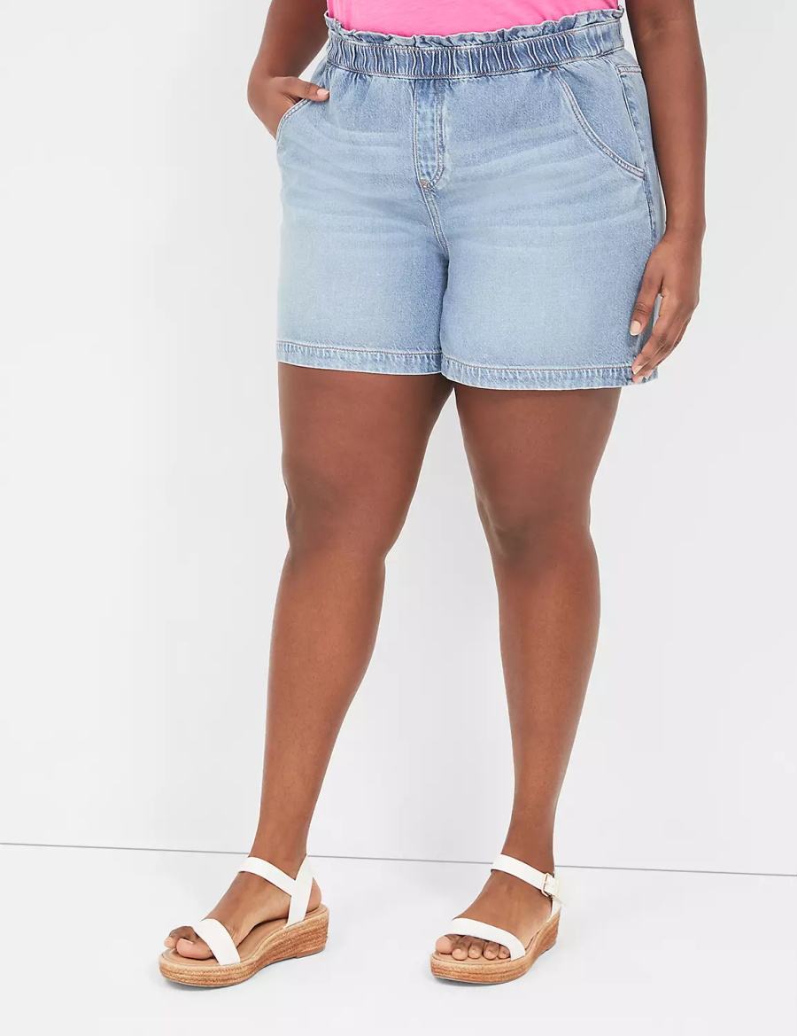 Lane Bryant Pull-On Fit Flirty Jean Women Shorts Light Blue | UJN807LN