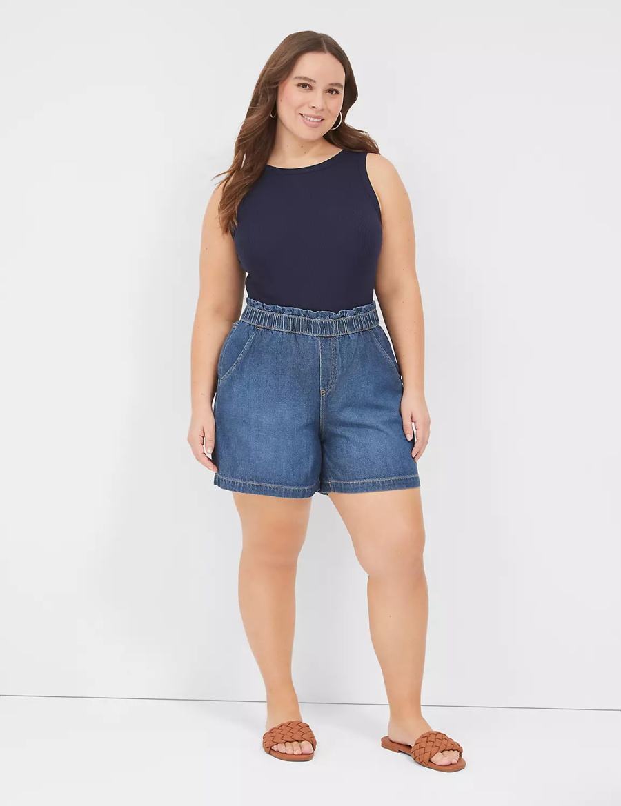 Lane Bryant Pull-On Fit Flirty Jean Women Shorts Blue | WYV1032UD