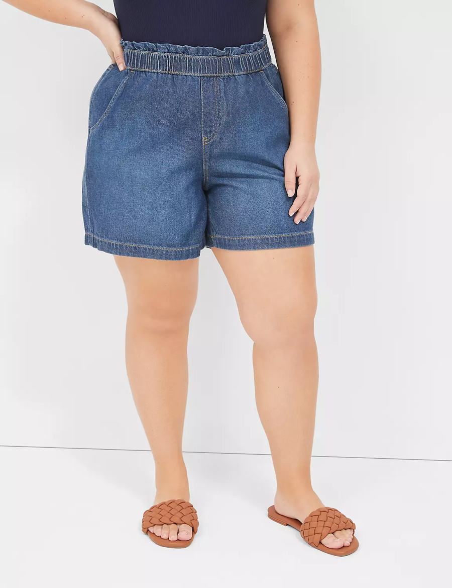 Lane Bryant Pull-On Fit Flirty Jean Women Shorts Blue | WYV1032UD