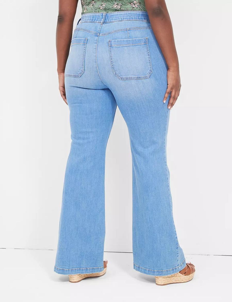 Lane Bryant Pull-On Fit High-Rise Sailor Flare Women Jeans Blue | KYV1423LT