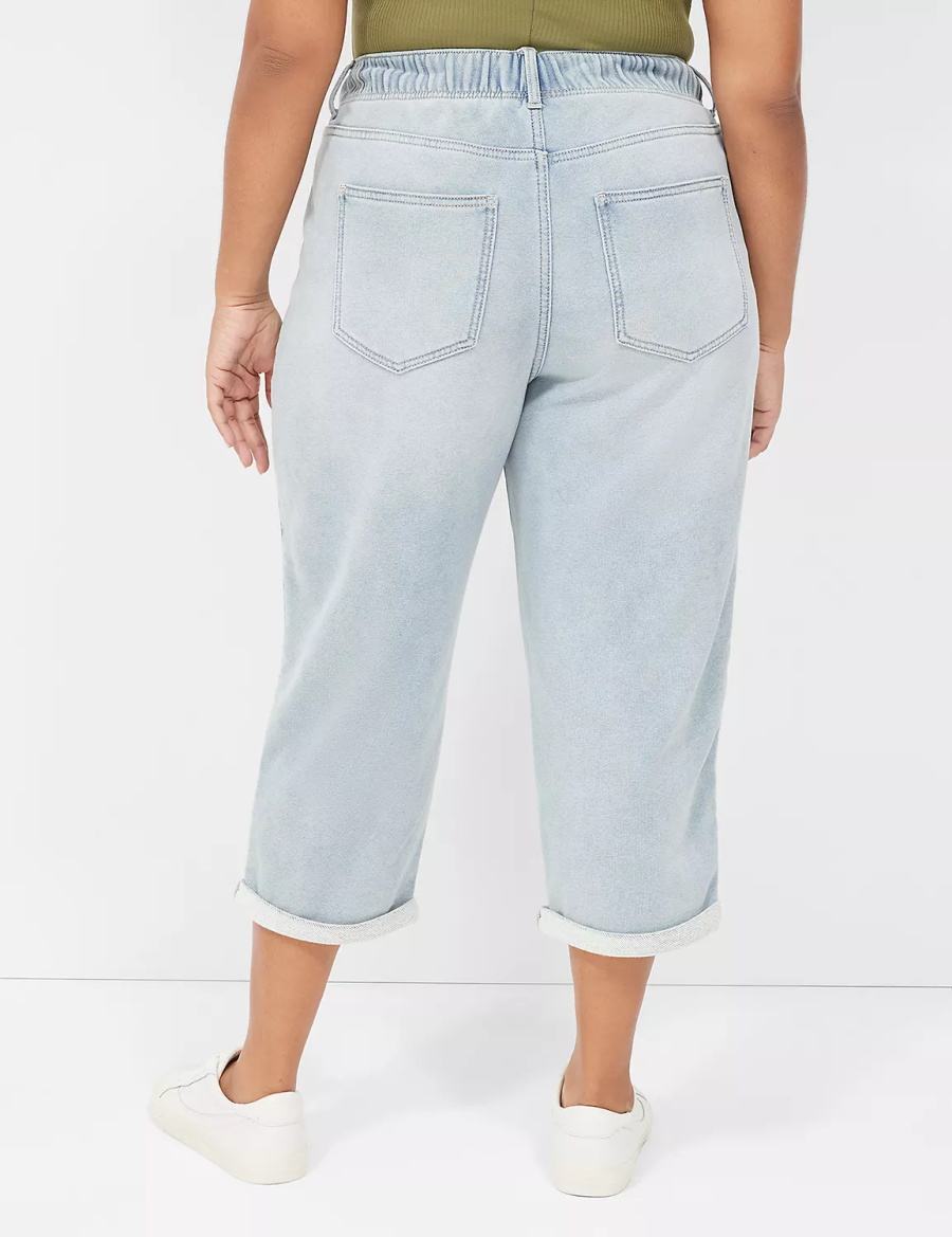 Lane Bryant Pull-On Fit Knit Boyfriend Capri Women Jeans Light Blue | JVE2664HV