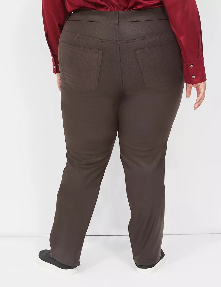 Lane Bryant Pull-On High-Rise Straight Coated Women Jeans Chocolate | NGO57LX