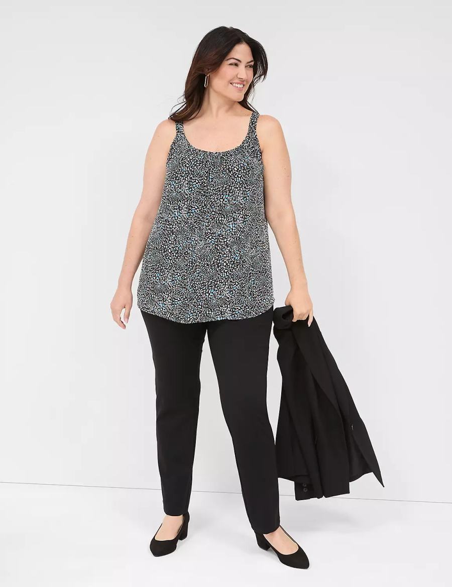 Lane Bryant Pull-On Ponte Straight Women Pants Black | VWY621RV