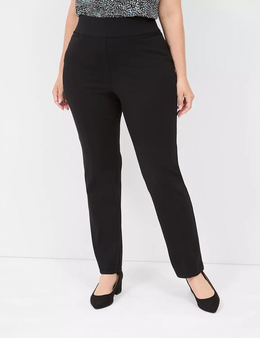 Lane Bryant Pull-On Ponte Straight Women Pants Black | VWY621RV