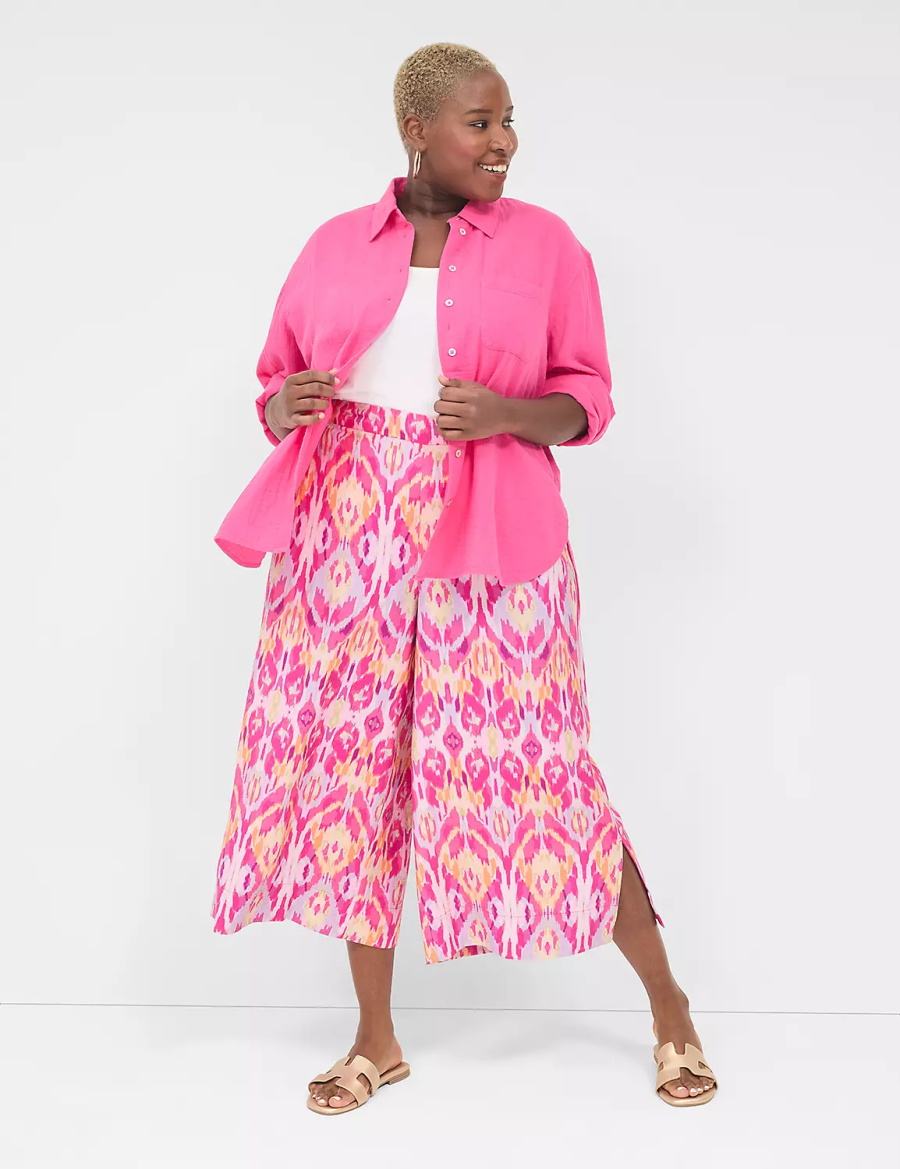 Lane Bryant Pull-On Side-Slit Crop Women Pants Pink | QSA1827RO