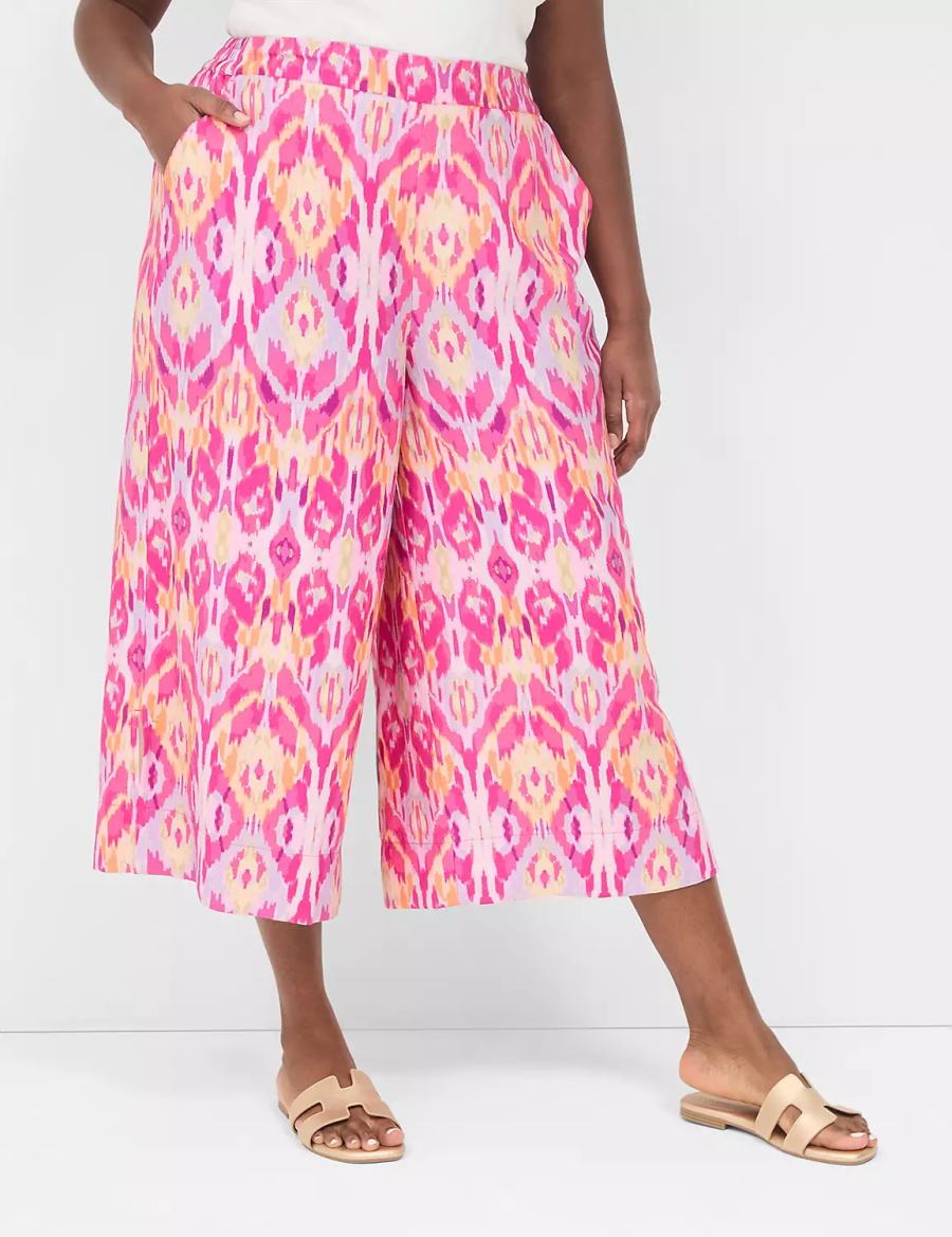 Lane Bryant Pull-On Side-Slit Crop Women Pants Pink | QSA1827RO