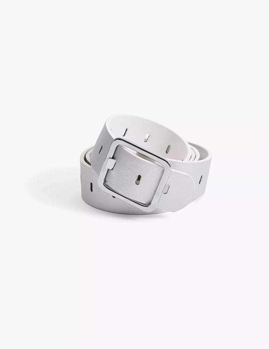 Lane Bryant Rectangle-Buckle Reversible Women Belts White | RMF4423PI