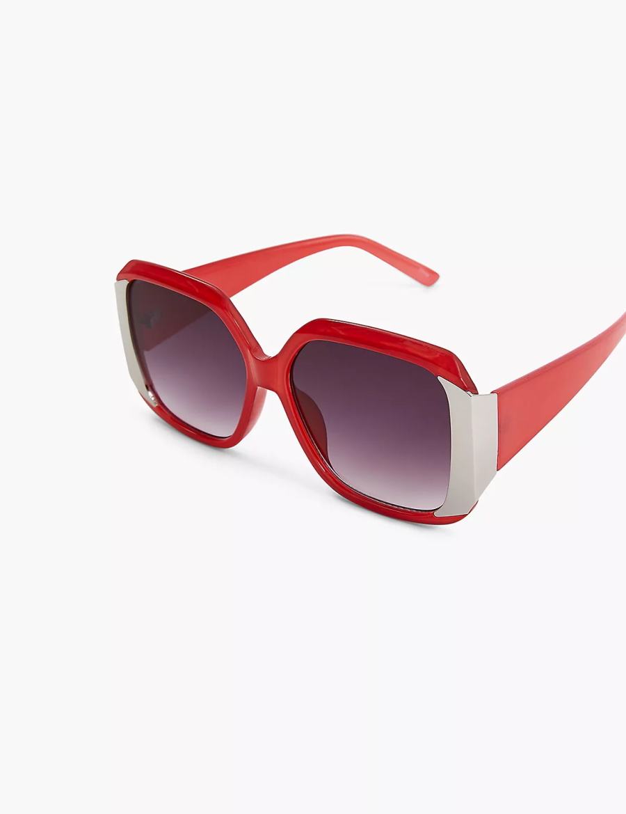 Lane Bryant Red With Silvertone Square Women Sunglasses Red | OSH810XE