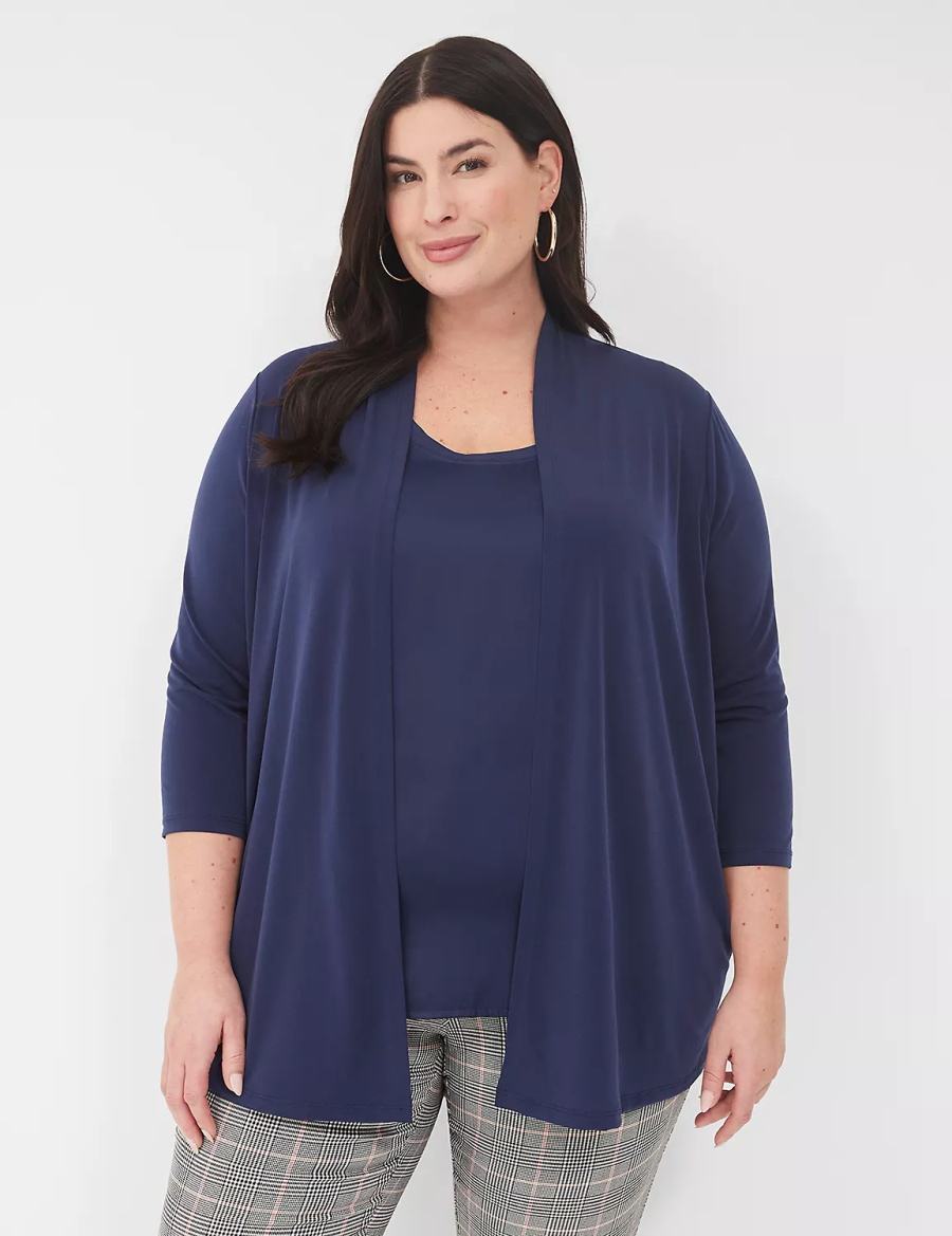 Lane Bryant Relaxed 3/4-Sleeve Overpiece Women Robe Blue | SKI315XM