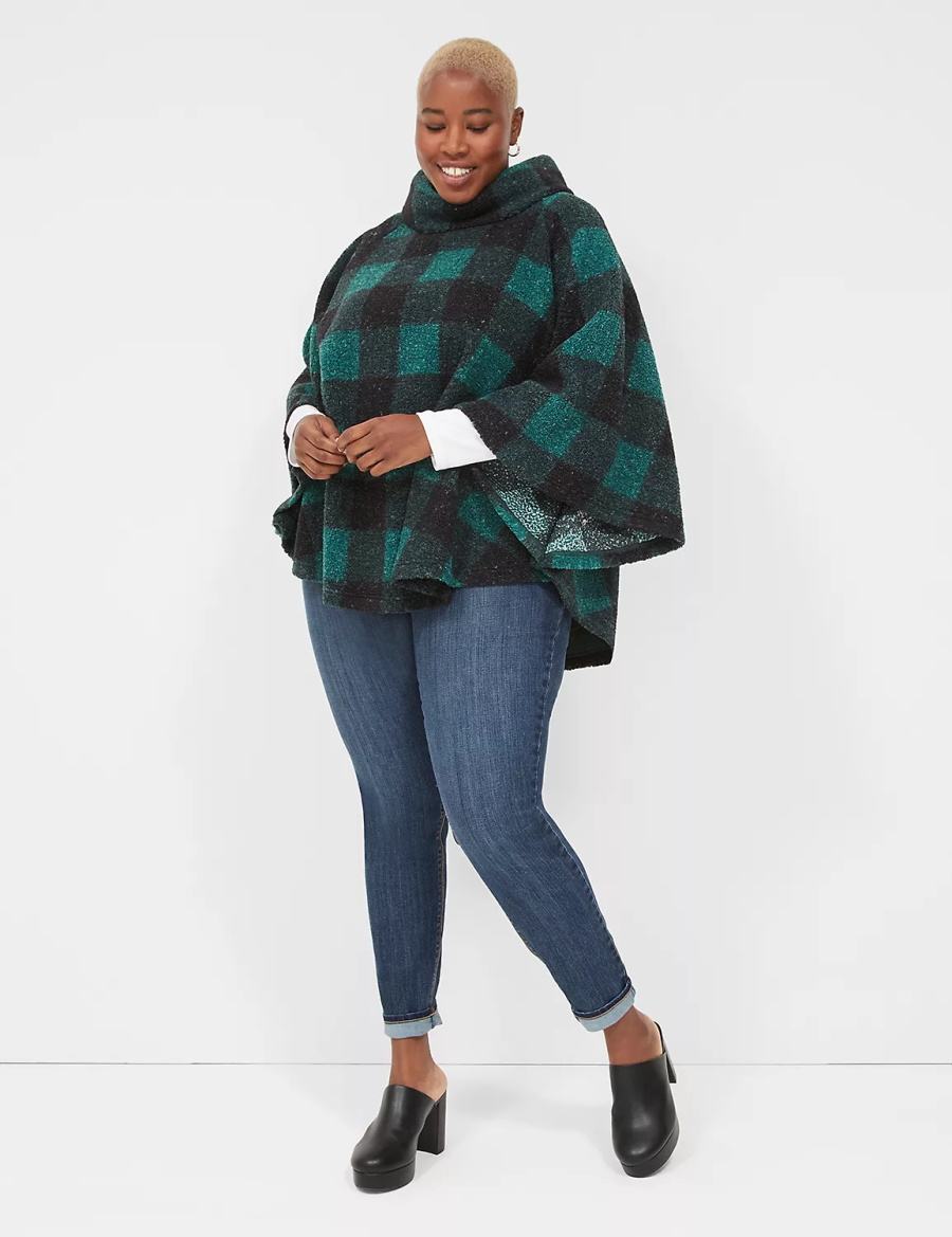 Lane Bryant Relaxed Cowlneck Pullover Poncho Women Pullover Green | BCB306VW