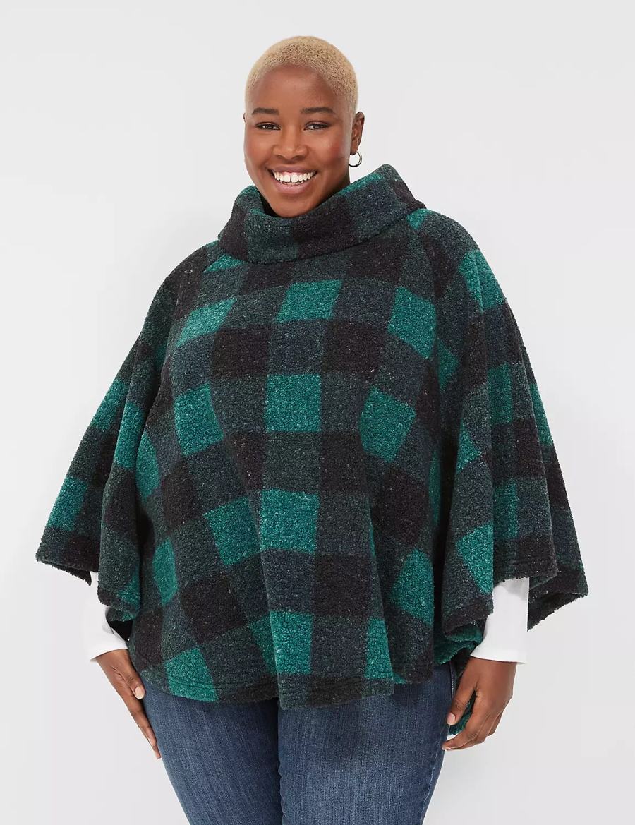 Lane Bryant Relaxed Cowlneck Pullover Poncho Women Pullover Green | BCB306VW