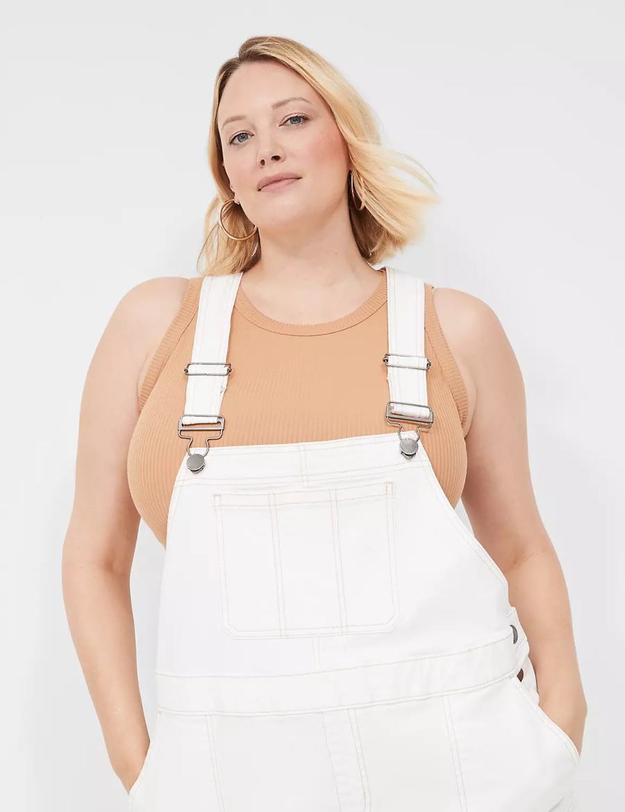 Lane Bryant Relaxed Denim Women Overall White | LZM2321KD