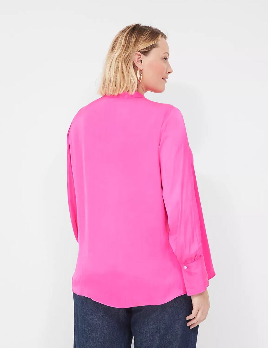 Lane Bryant Relaxed Satin Collar Women Blouse Pink | GHN1113SE