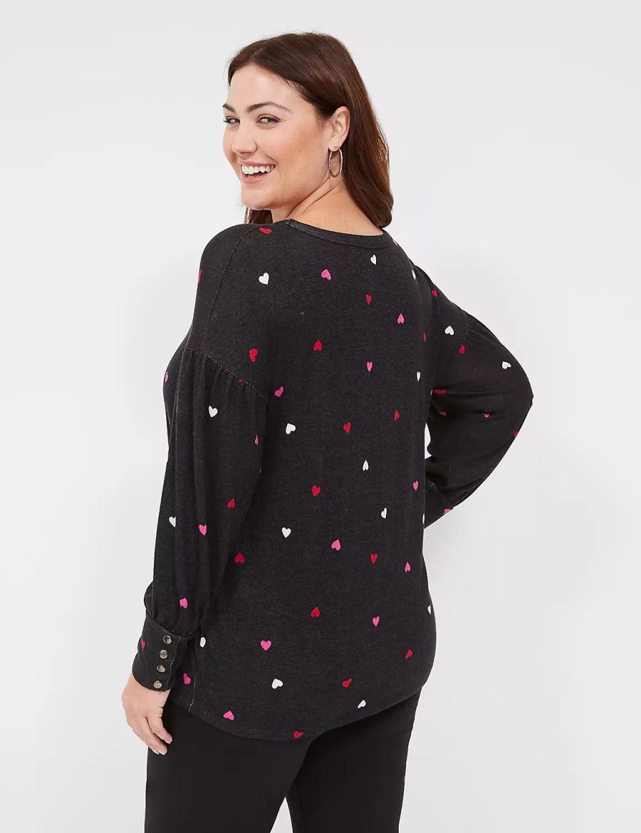 Lane Bryant Relaxed Scoop-Neck Women Sweatshirts Black | ZAH8468JE