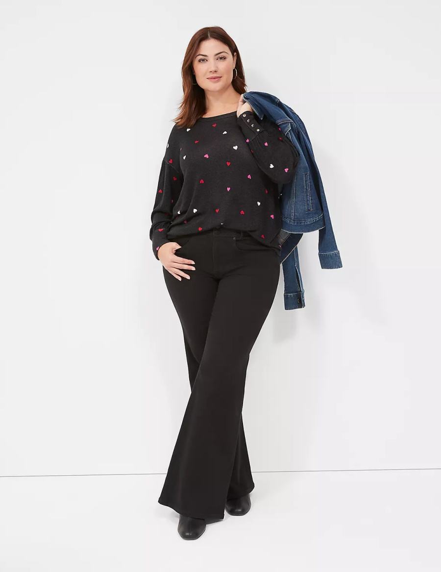 Lane Bryant Relaxed Scoop-Neck Women Sweatshirts Black | ZAH8468JE