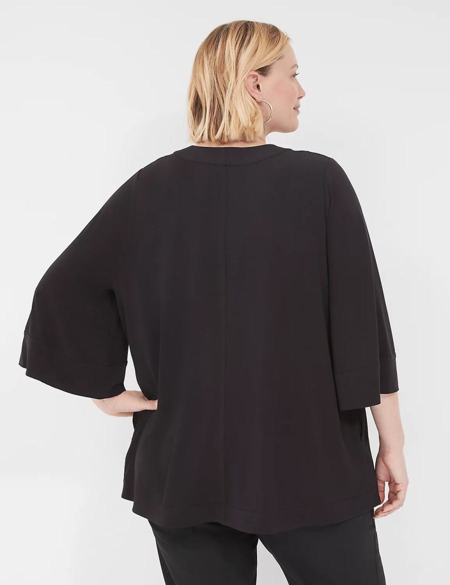 Lane Bryant Relaxed Wide 3/4-Sleeve Overpiece Women Robe Black | HGM8693UD