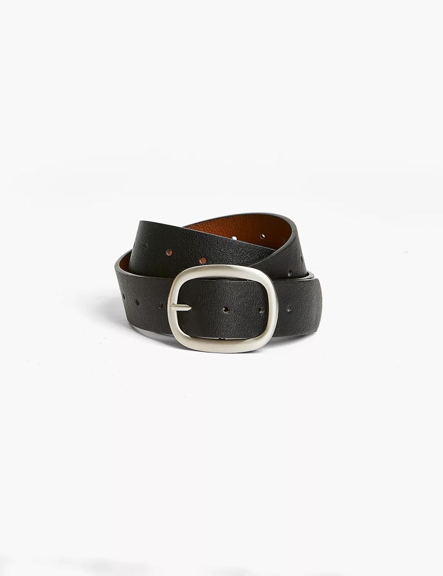 Lane Bryant Reversible Rounded Buckle Women Belts Black | WOO4154KT