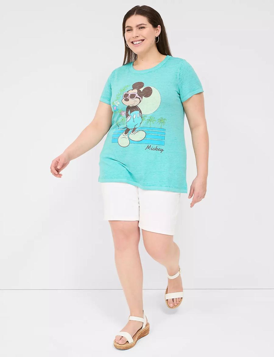 Lane Bryant Rhinestone Mickey Graphic Tee Women T Shirts Green | LII5499QY