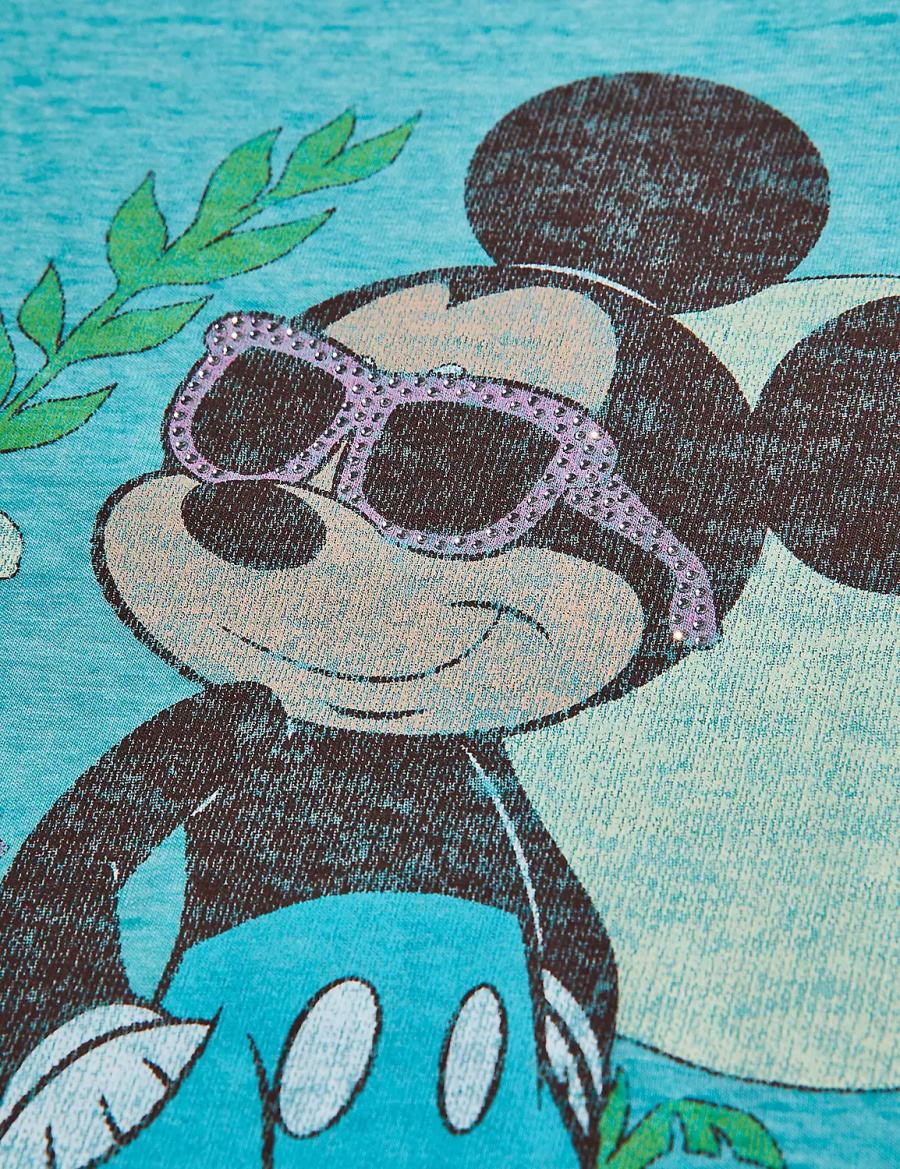 Lane Bryant Rhinestone Mickey Graphic Tee Women T Shirts Green | LII5499QY