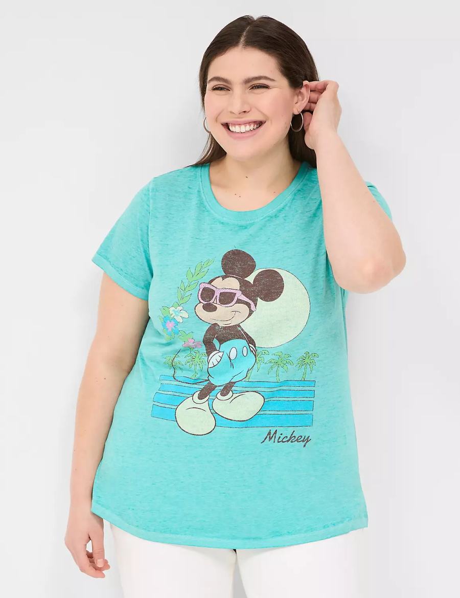 Lane Bryant Rhinestone Mickey Graphic Tee Women T Shirts Green | LII5499QY