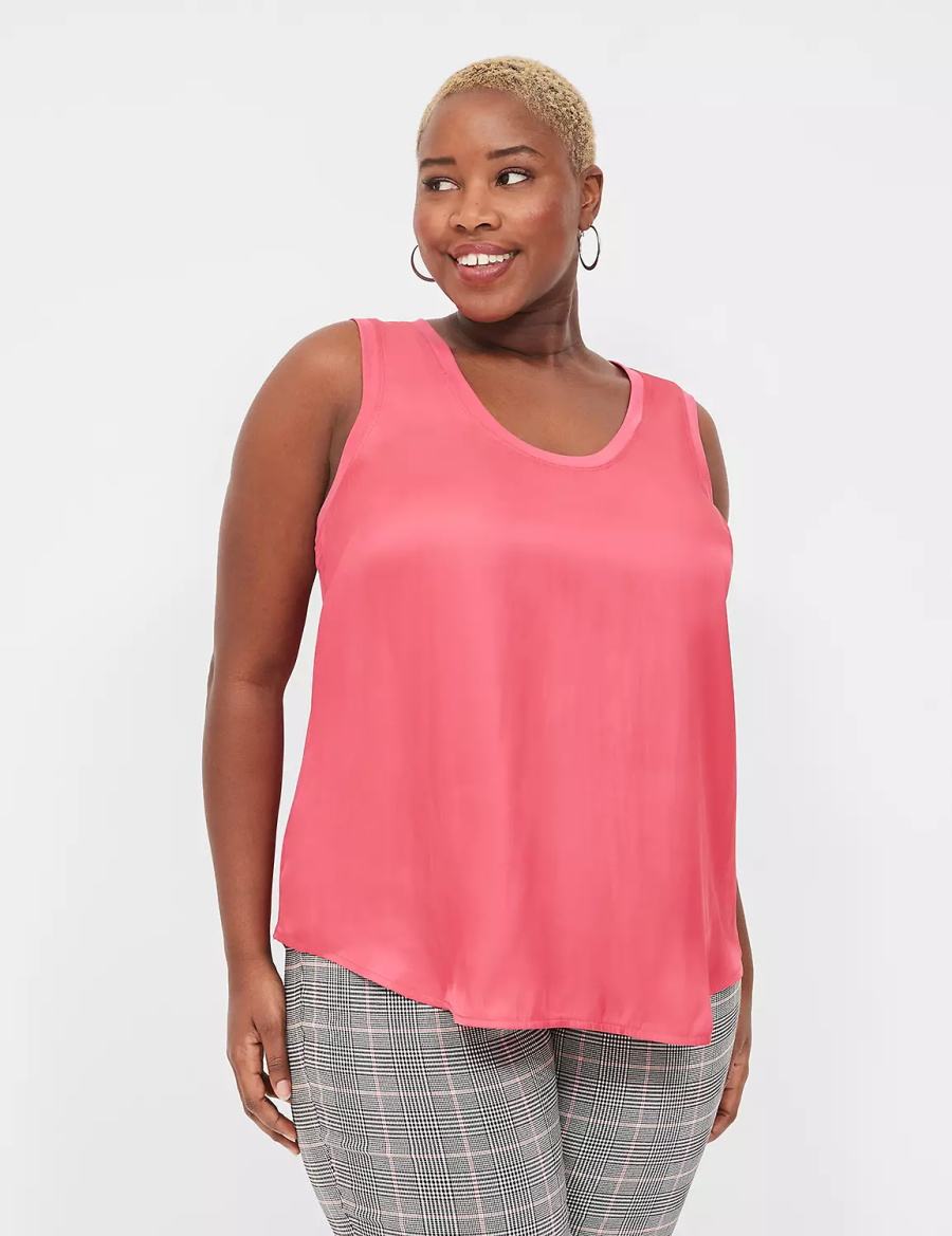 Lane Bryant Satin & Matte Jersey Women Tank Top Pink | UTN2745CL