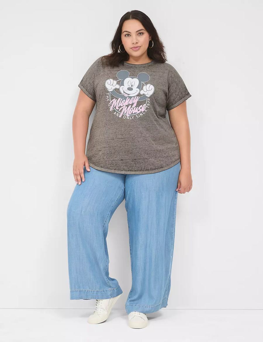 Lane Bryant Scoop-Neck Mickey Graphic Tee Women T Shirts Grey | PDY5390NB