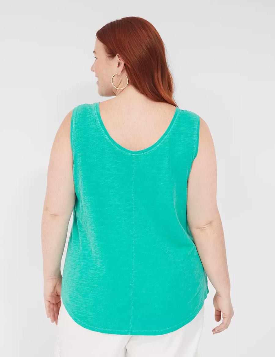 Lane Bryant Scoop-Neck Women Tank Top Turquoise | TEW6154PT