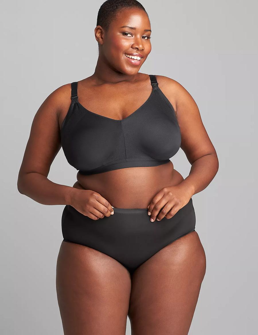 Lane Bryant Seamless Lightly Lined Nursing Women Bralettes Black | WBI3675EL