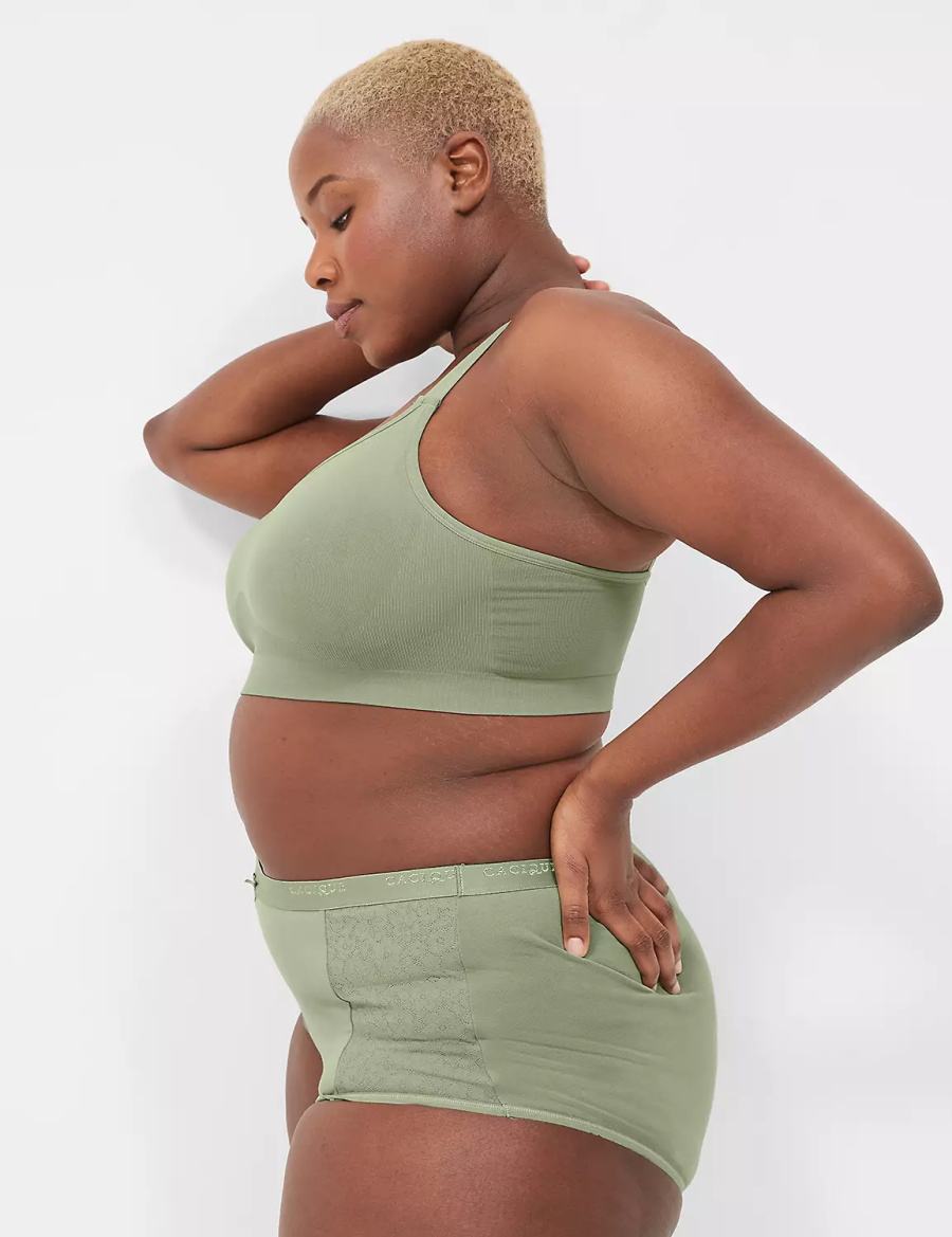 Lane Bryant Seamless Strappy-Back Women Bralettes Green | SQD1666LX