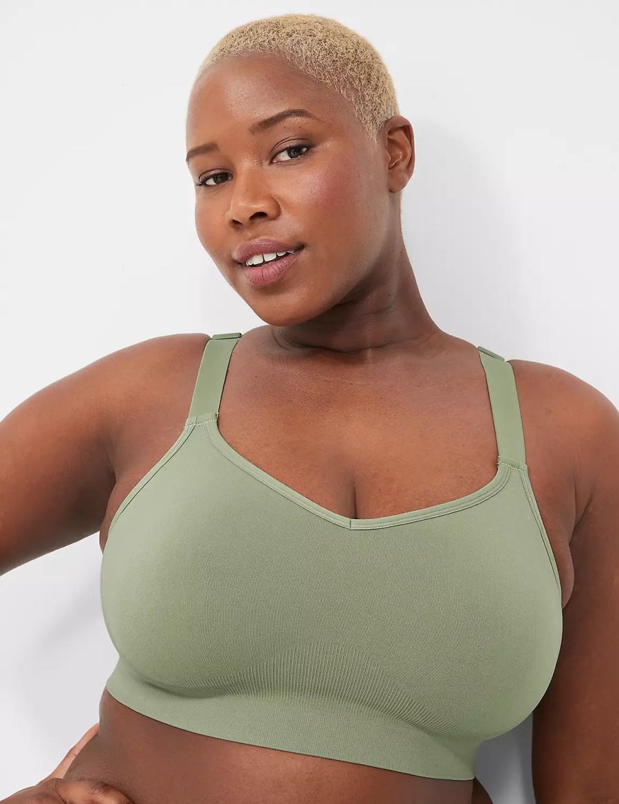 Lane Bryant Seamless Strappy-Back Women Bralettes Green | SQD1666LX