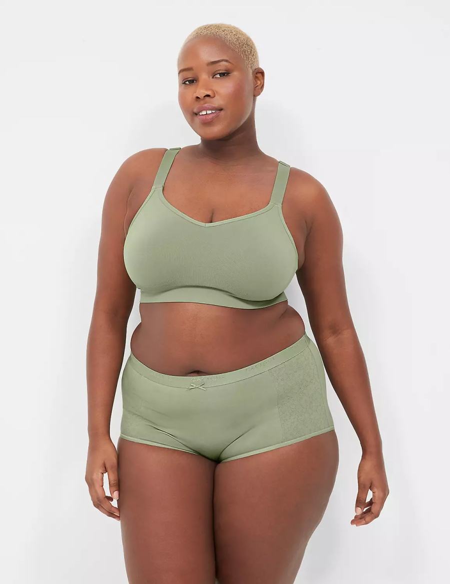 Lane Bryant Seamless Strappy-Back Women Bralettes Green | SQD1666LX