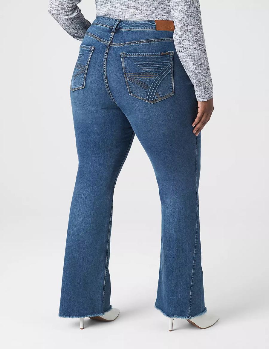 Lane Bryant Seven7 High-Rise Flare With Raw Hem Women Jeans Blue | MZI9444SC