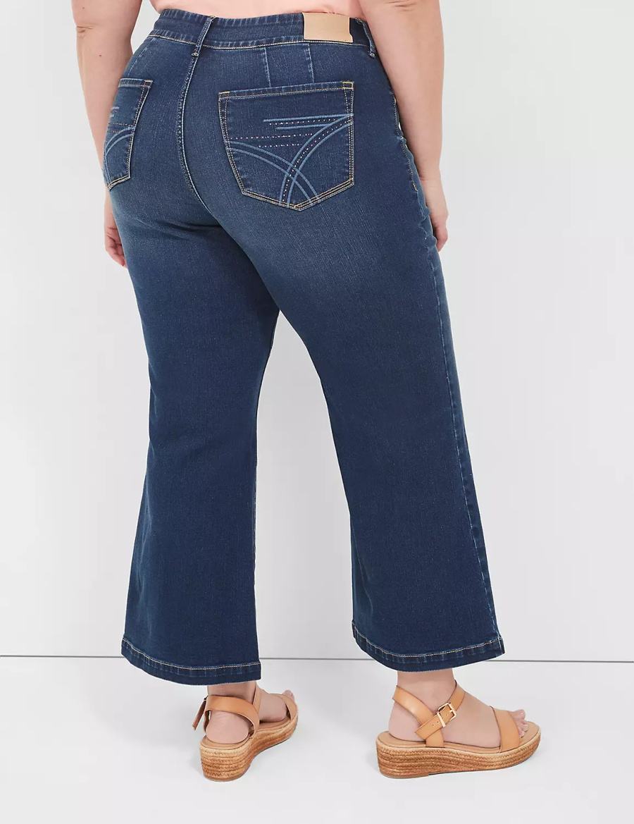 Lane Bryant Seven7 Pull-On Weekender Cropped With Embellished Pockets Women Jeans Dark Blue | JED8255XS