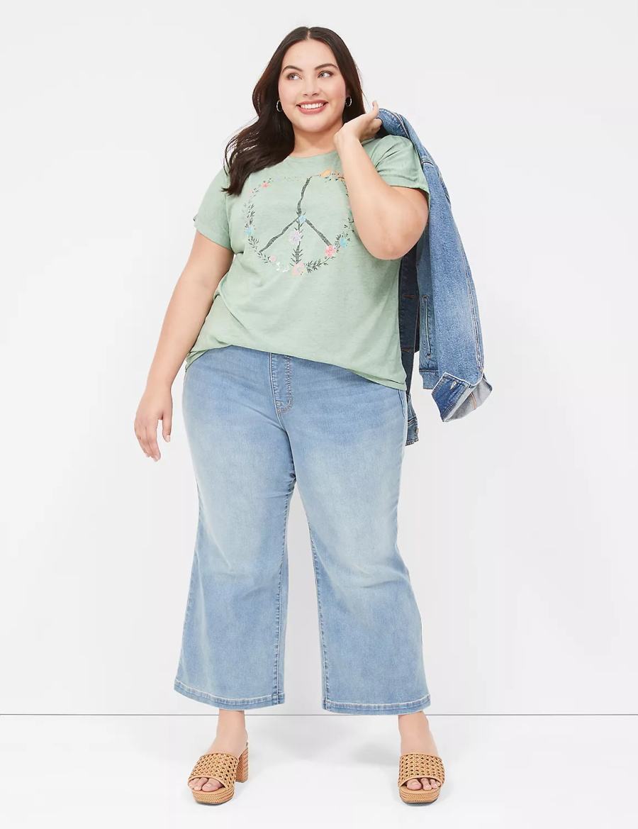 Lane Bryant Seven7 Pull-On Weekender Cropped Women Jeans Blue | HLC5980WA