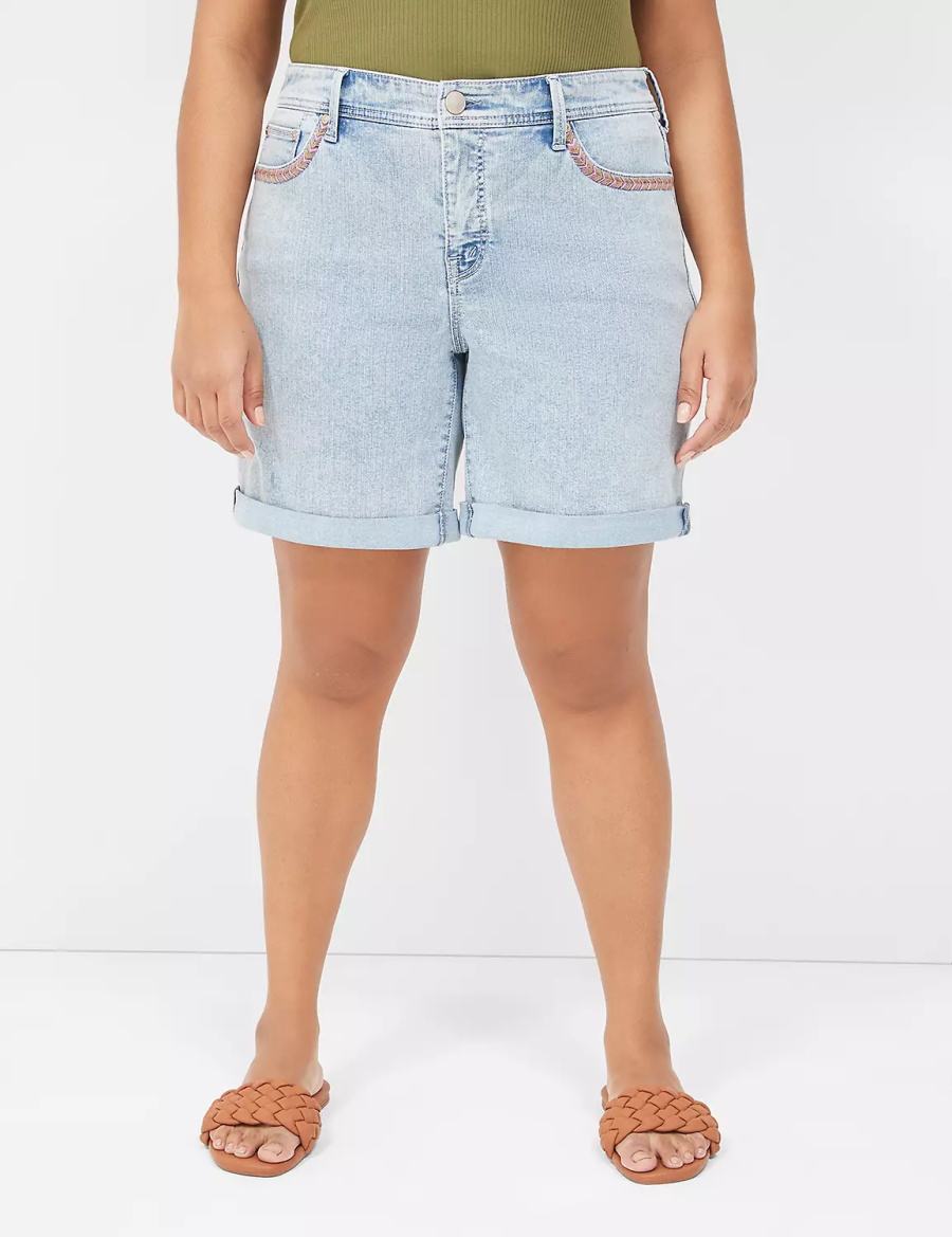 Lane Bryant Seven7 Weekender Jean With Colorful Stitching Women Shorts Blue | EAM7720GH