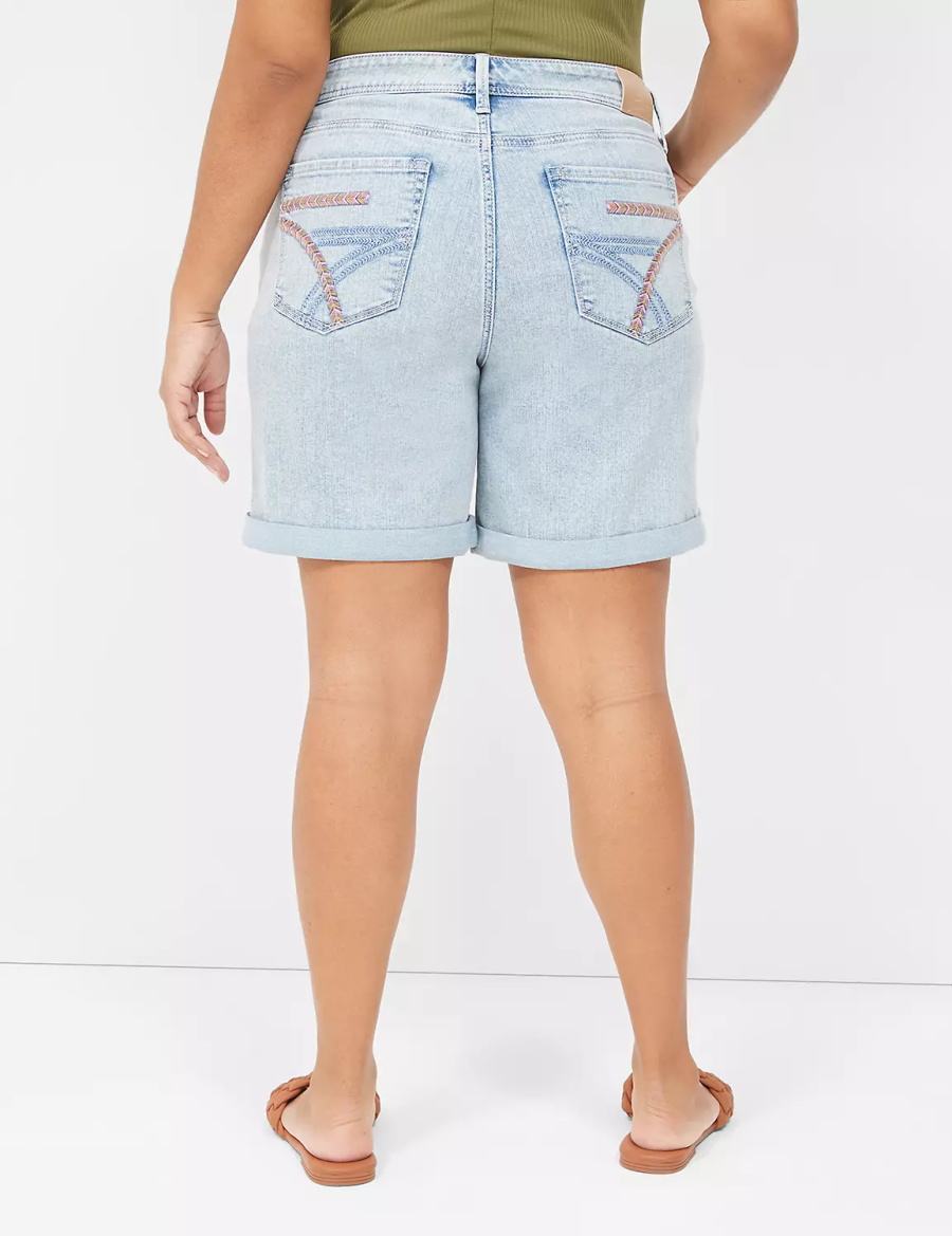 Lane Bryant Seven7 Weekender Jean With Colorful Stitching Women Shorts Blue | EAM7720GH