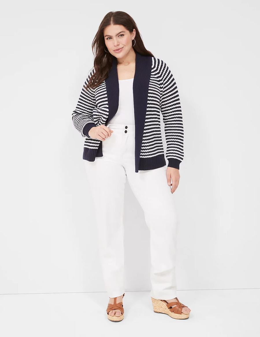 Lane Bryant Shawl Collar Women Cardigan Navy | SXI3049AH