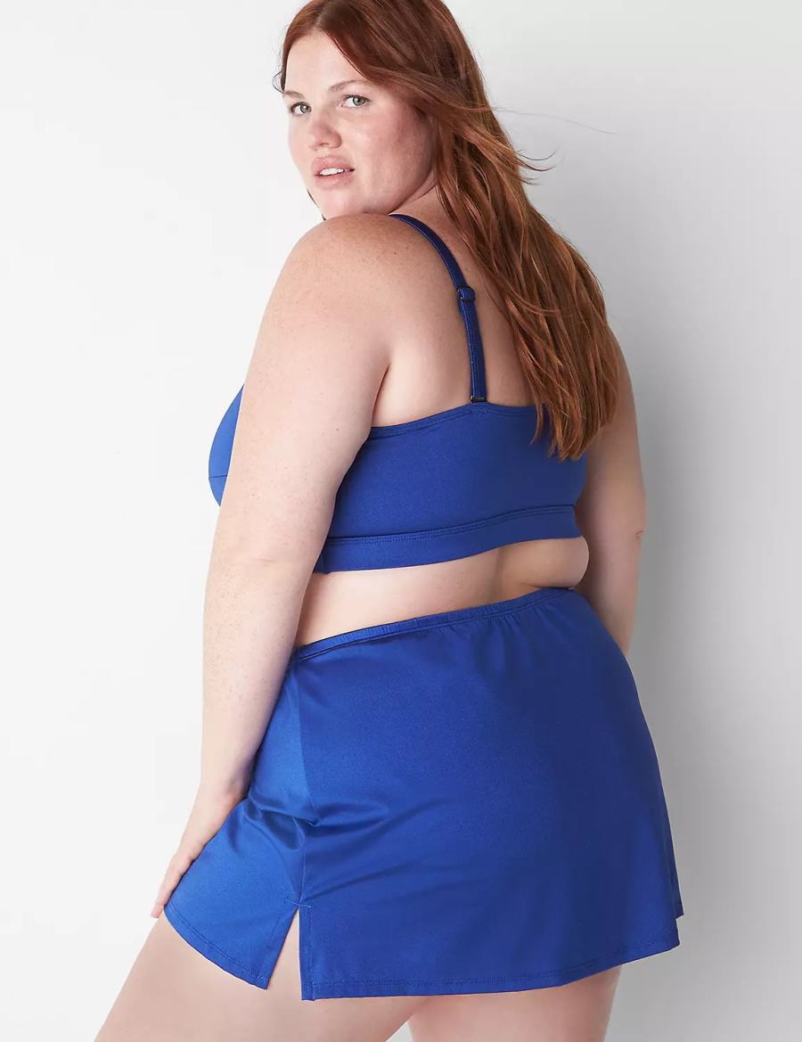 Lane Bryant Shimmer Slitted Swim Women Skirts Blue | WHW439XC