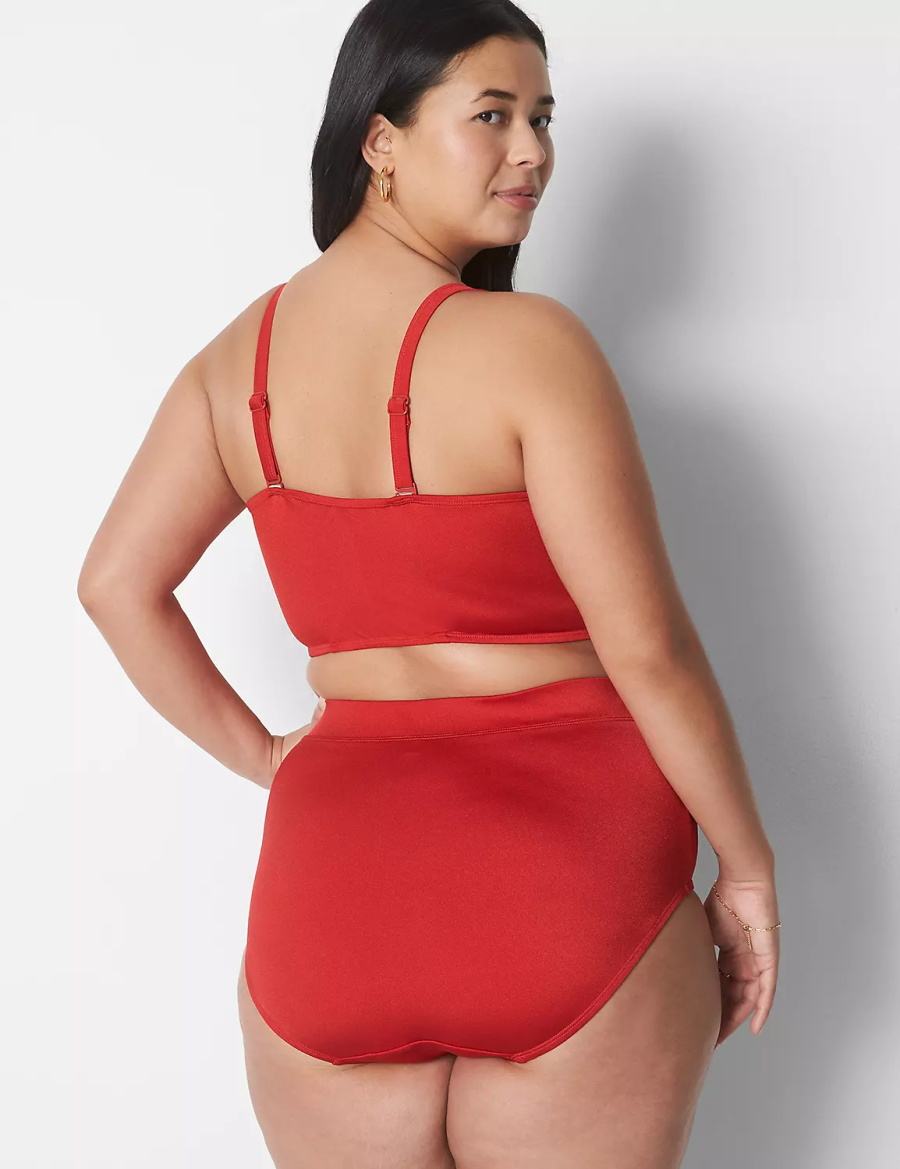 Lane Bryant Shimmer Swim Women Briefs Red | EQY863WP