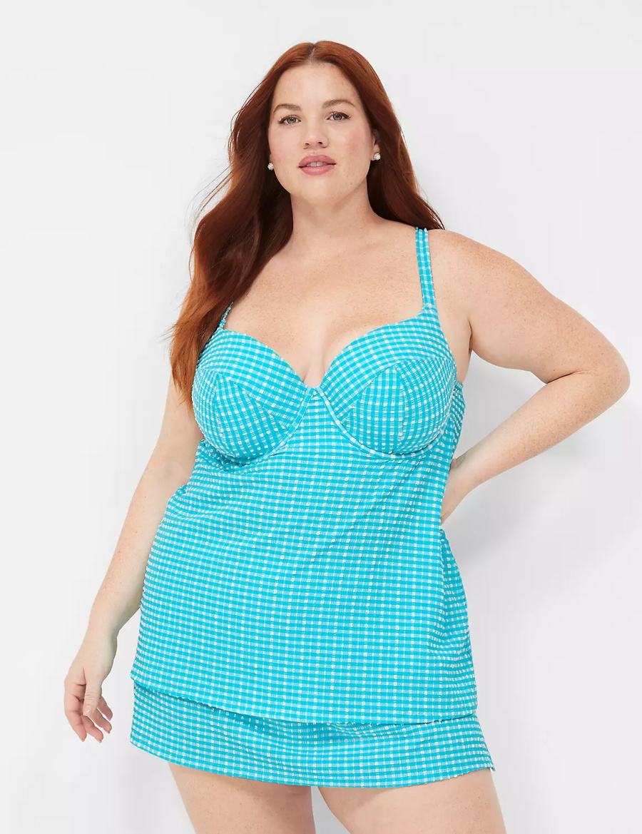 Lane Bryant Side Slit Swim Women Skirts Blue White | OZY6493QY