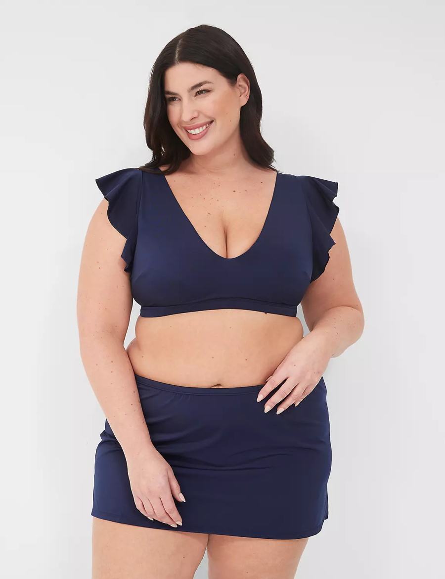 Lane Bryant Side Slit Swim Women Skirts Blue | LNY356QW