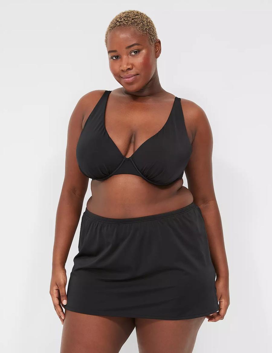 Lane Bryant Side Slit Swim Women Skirts Black | CKR7421EJ