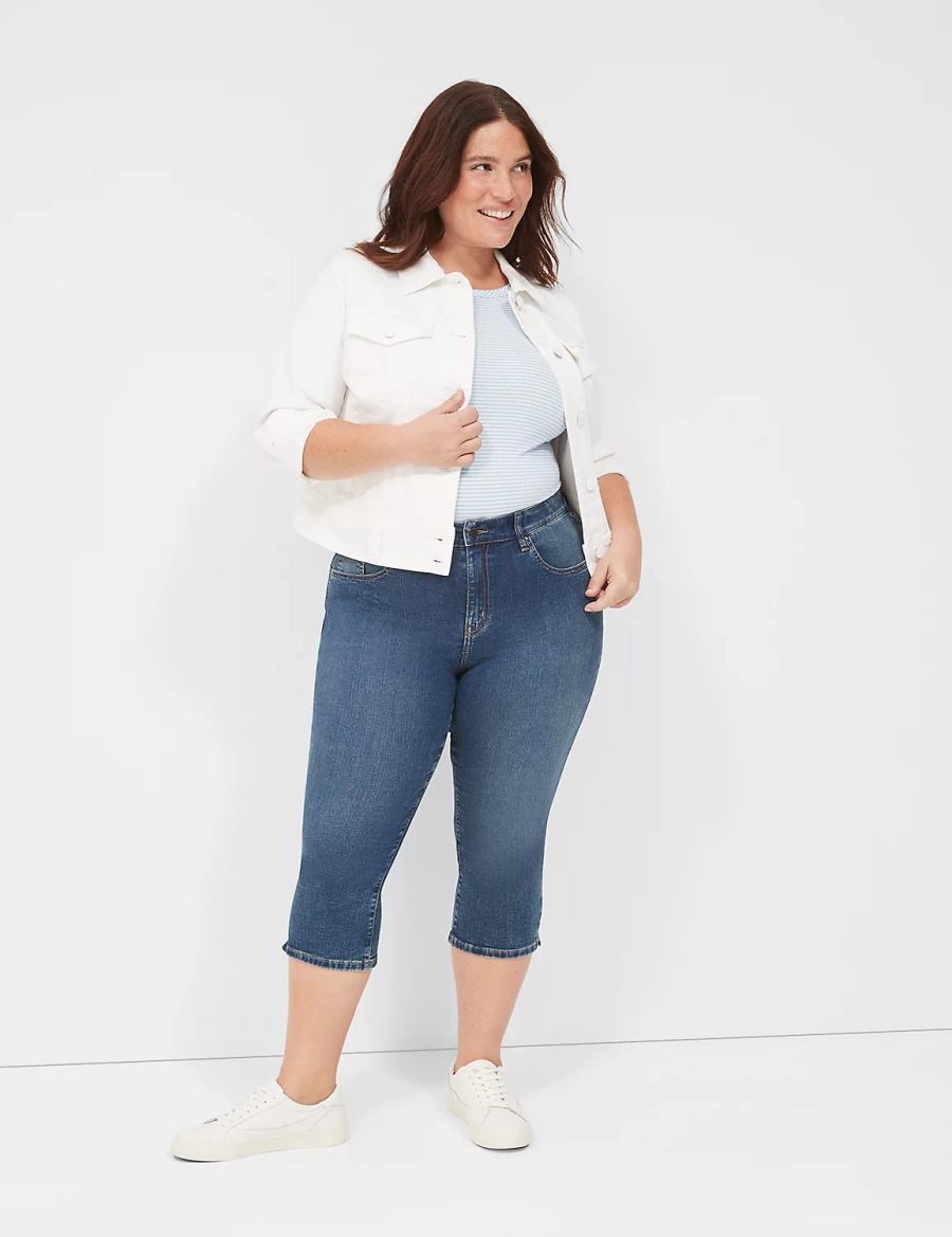 Lane Bryant Signature Fit High-Rise Pedal Women Jeans Dark Blue | VSC4116BY