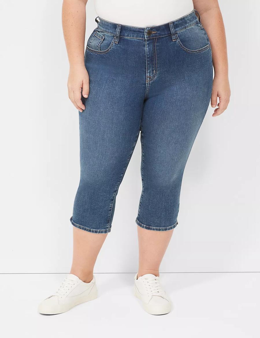 Lane Bryant Signature Fit High-Rise Pedal Women Jeans Dark Blue | VSC4116BY