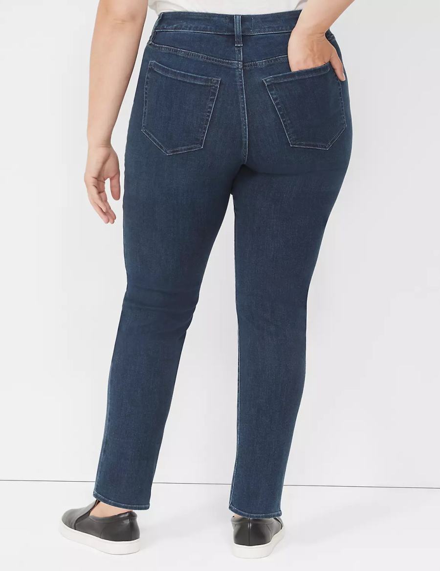 Lane Bryant Signature Fit Straight - Everyday Dark Wash Women Jeans Dark Blue | EDK5051YC