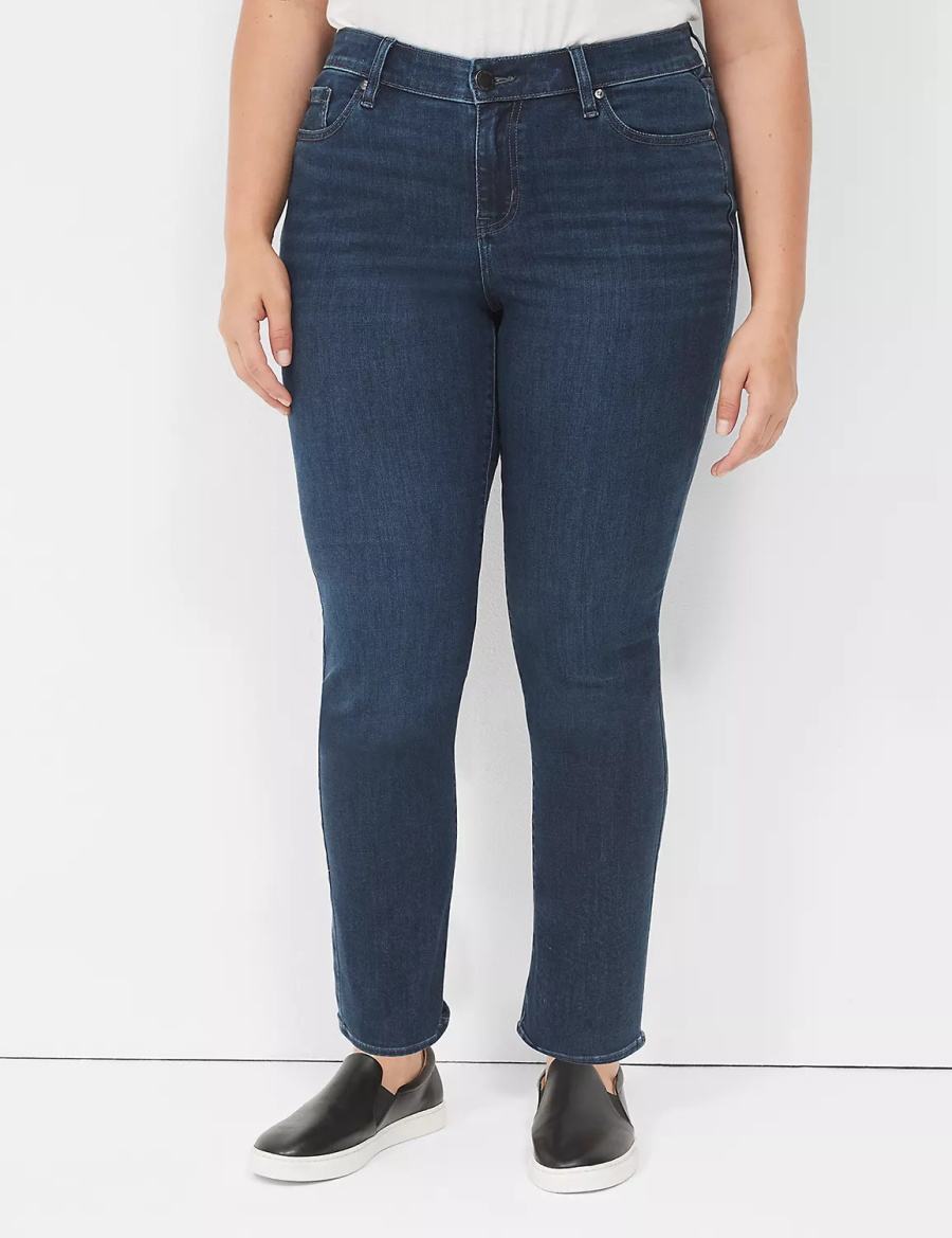 Lane Bryant Signature Fit Straight - Everyday Dark Wash Women Jeans Dark Blue | EDK5051YC