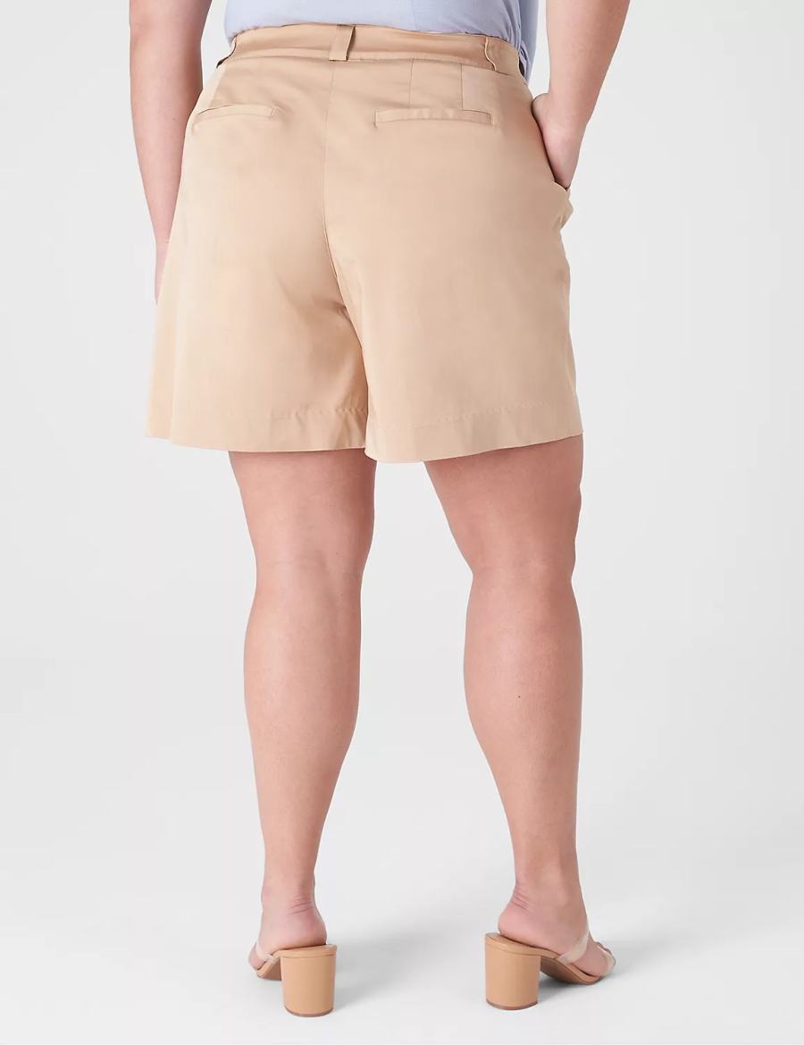 Lane Bryant Silky Chino City Women Shorts Beige | VVU114ZK