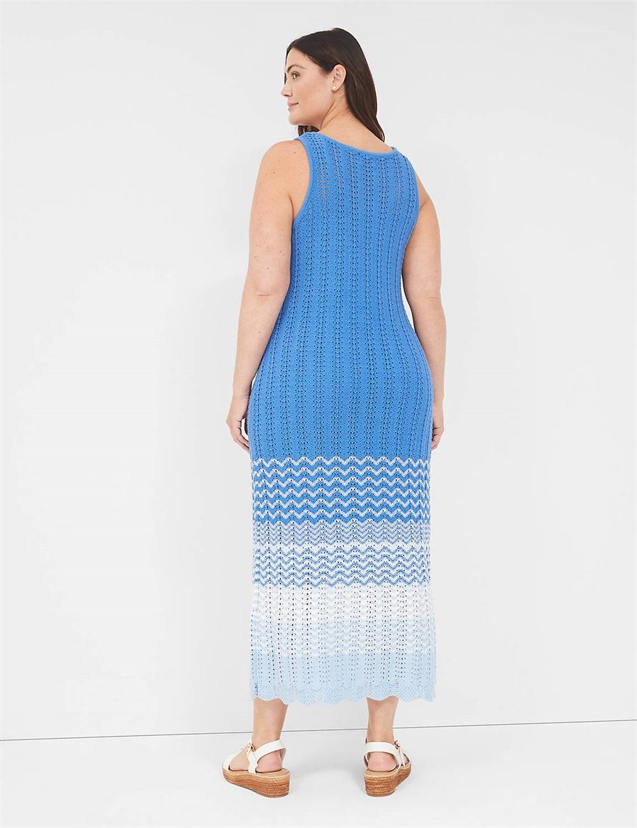 Lane Bryant Sleeveless Scoop-Neck Midi Sweater Women Knitted Dress Blue | OUB1013DI