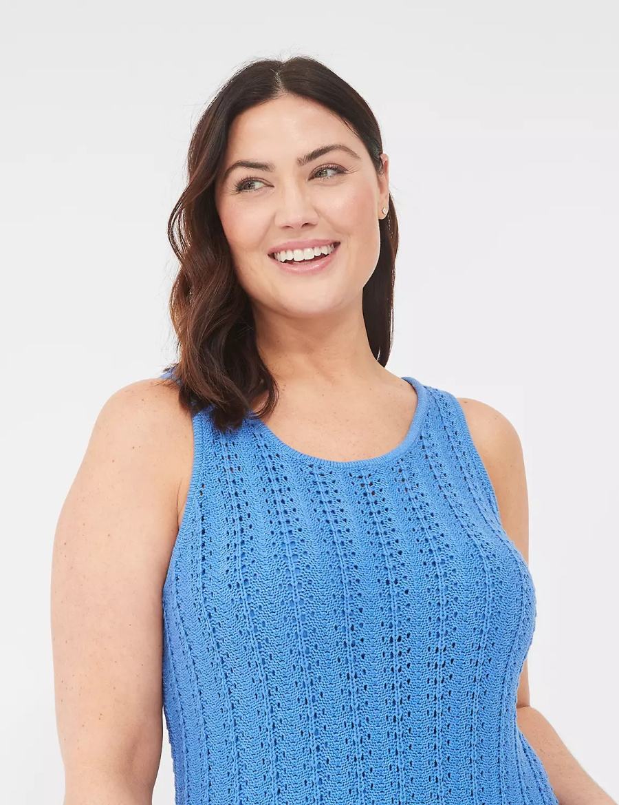 Lane Bryant Sleeveless Scoop-Neck Midi Sweater Women Knitted Dress Blue | OUB1013DI