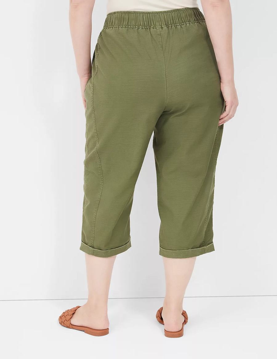 Lane Bryant Slub Pull-On Crop Women Pants Green | ZMV9480PS